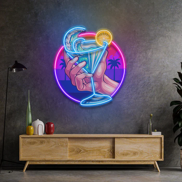 Tropik Kokteyl Neon Art – UV Baskı – Neon Led Tabela