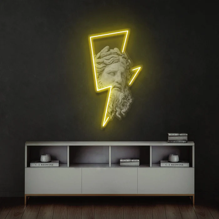 Zeus ve Yıldırım Neon Art – UV Baskı – Neon Led Tabela