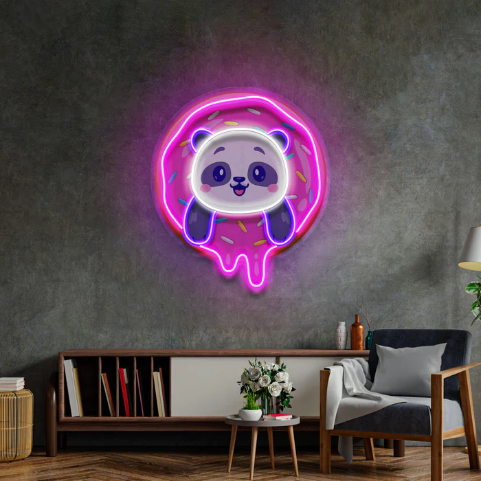 Donut ve Panda Neon Art – UV Baskı – Neon Led Tabela
