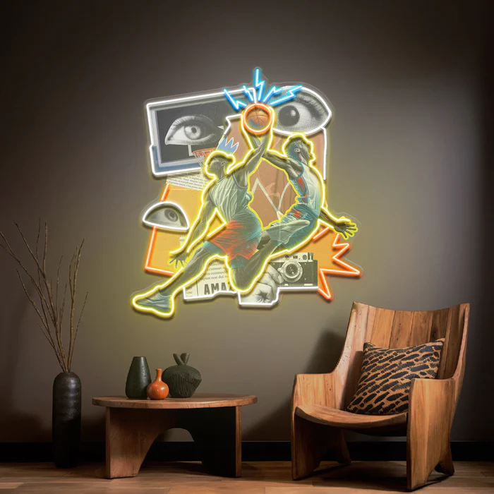 Basketbol Collapse Art LED Neon Tabela Pop Art