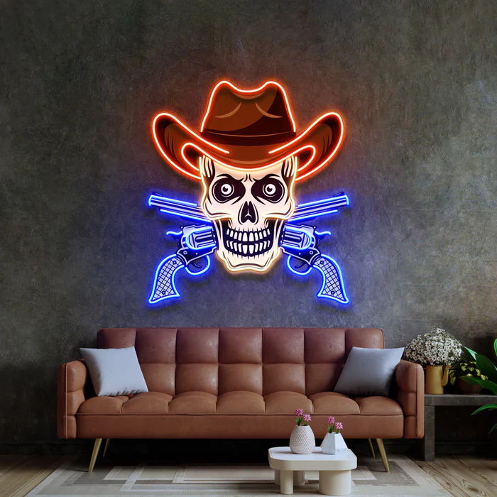 Kovboy Kurukafa Neon Art – UV Baskı – Neon Led Tabela