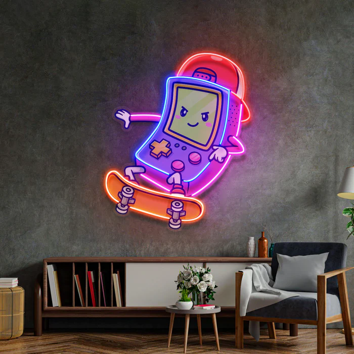 Kayan Gameboy Neon Art – UV Baskı – Neon Led Tabela