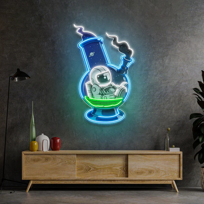 Astronot Bong Neon Art – UV Baskı – Neon Led Tabela