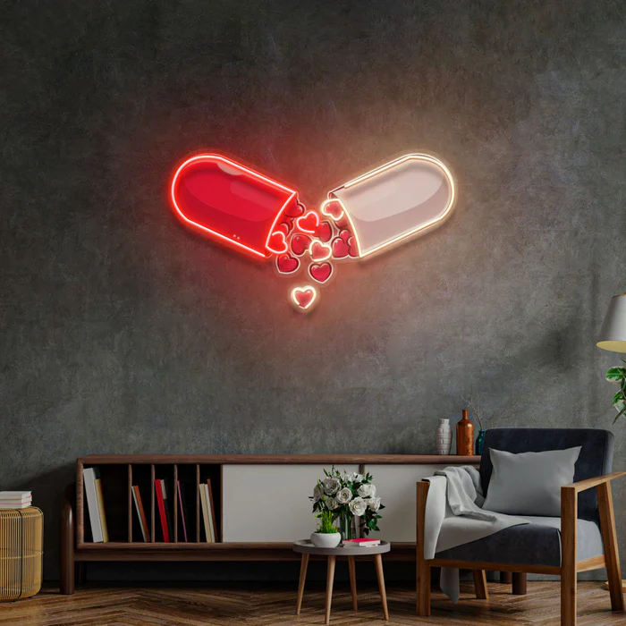 Aşk Kapsül Neon Art – UV Baskı – Neon Led Tabela
