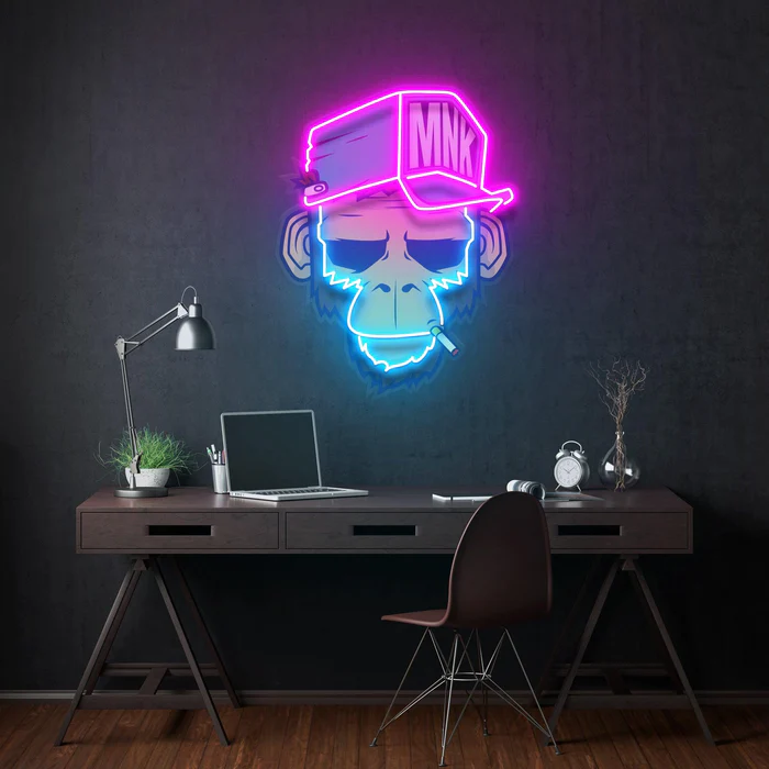 Maymun Neon Art – UV Baskı – Neon Led Tabela
