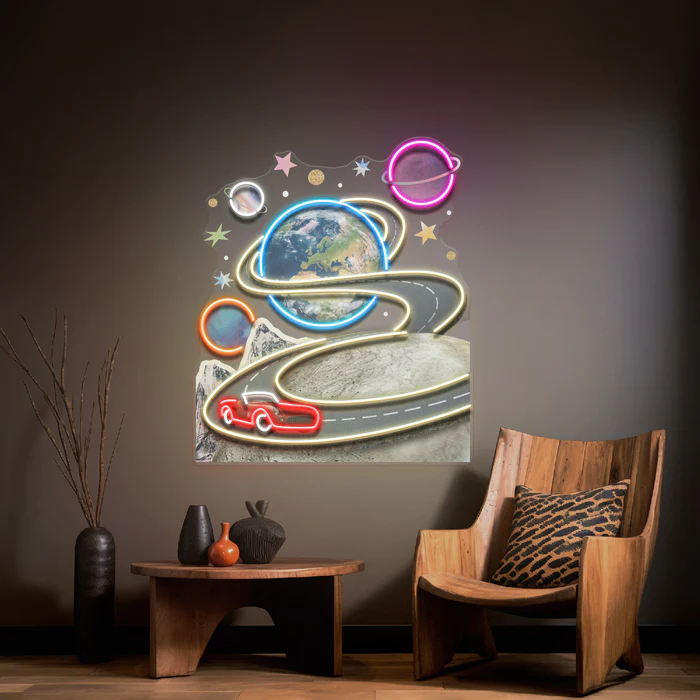 Aya Fantastik Yolculuk Collapse Art LED Neon Tabela Pop Art
