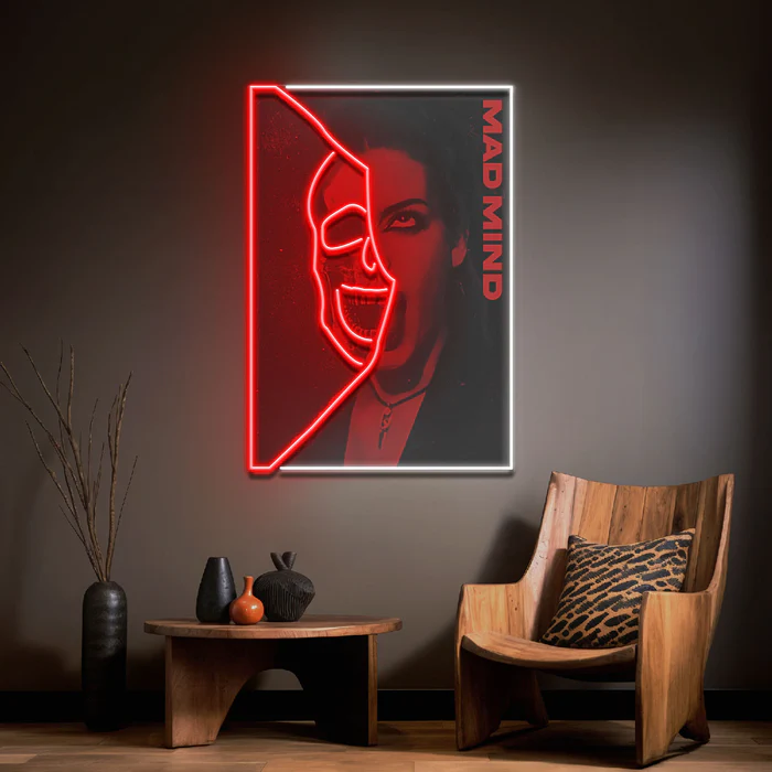 Gizlenmiş Mad Mind Collapse Art LED Neon Tabela Pop Art