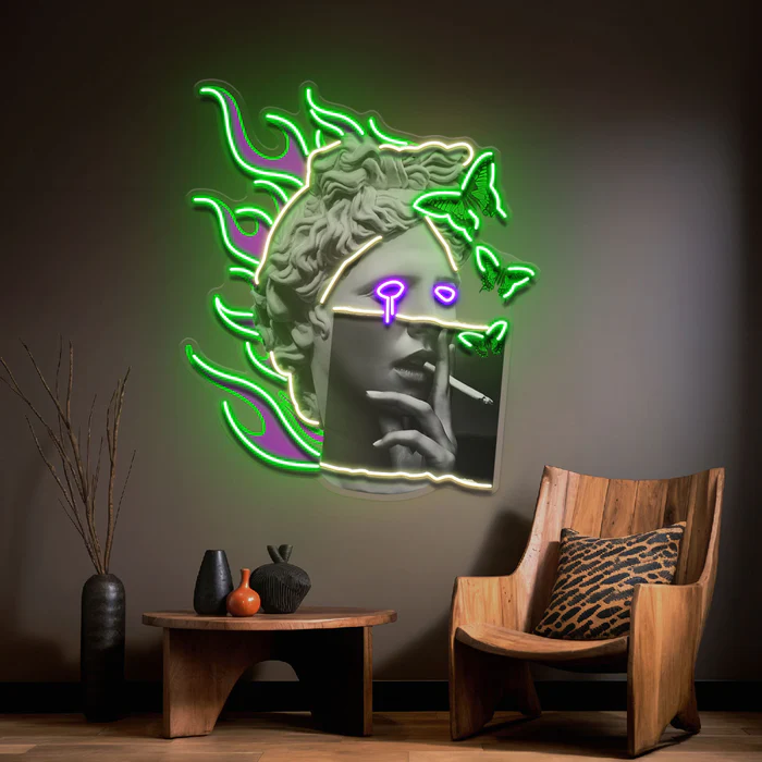 Sigara İçme Sanatı Collapse Art LED Neon Tabela Pop Art