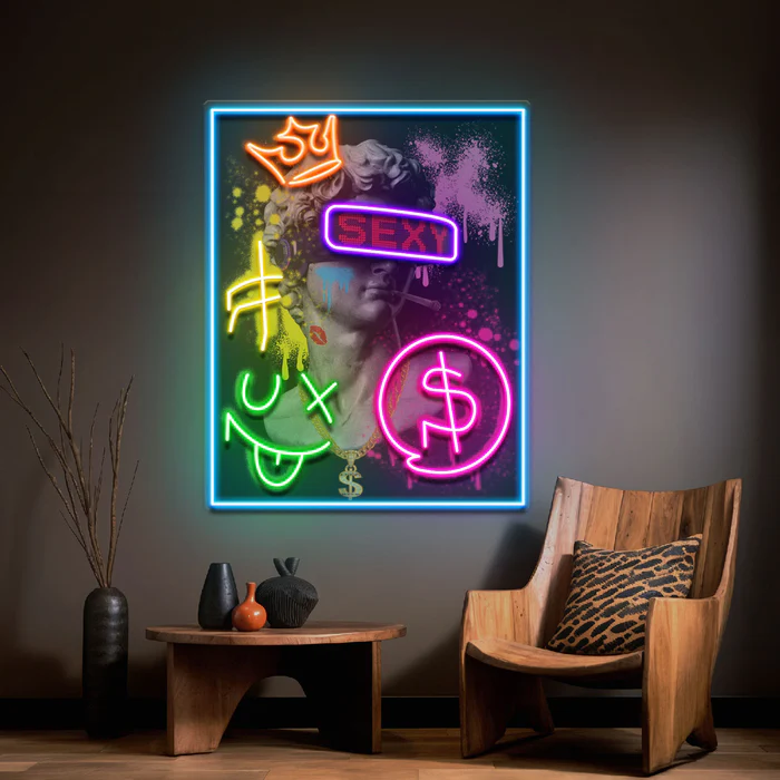 David Parti Evi Collapse Art LED Neon Tabela Pop Art