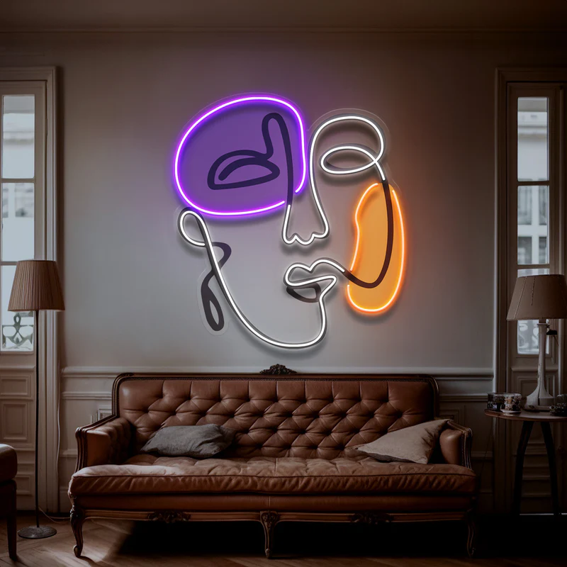 Soyut Mutlu Surat Neon Art – UV Baskı – Neon Led Tabela