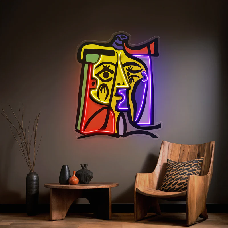 Renkli Soyut Kadın Neon Art – UV Baskı – Neon Led Tabela