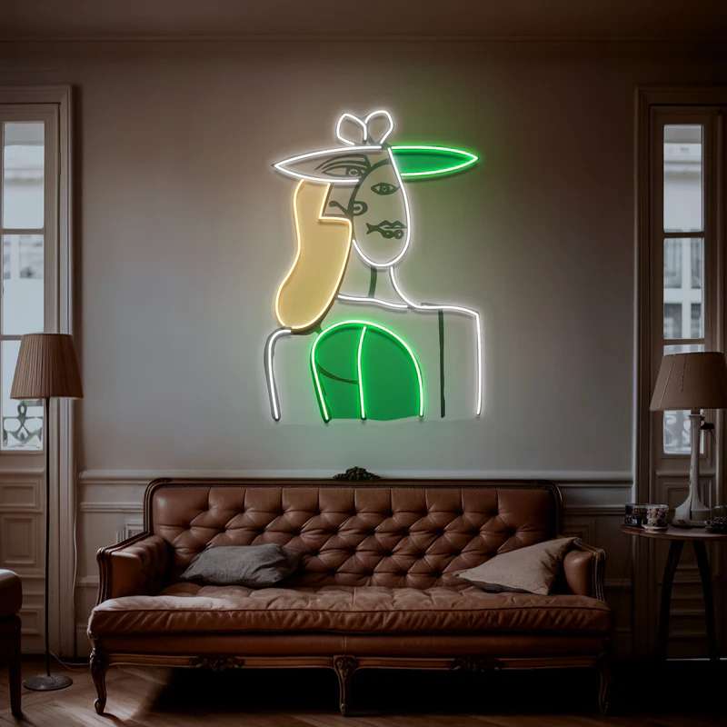 Soyut Sarışın Kadın Neon Art – UV Baskı – Neon Led Tabela