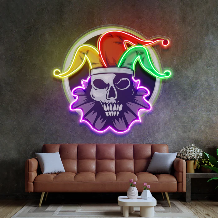 İskelet Palyaço Neon Art – UV Baskı – Neon Led Tabela