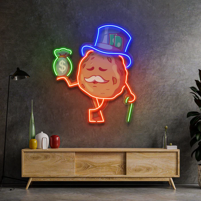 Bir Çanta Dolusu Parayla Köfte Falı Neon Art – UV Baskı – Neon Led Tabela