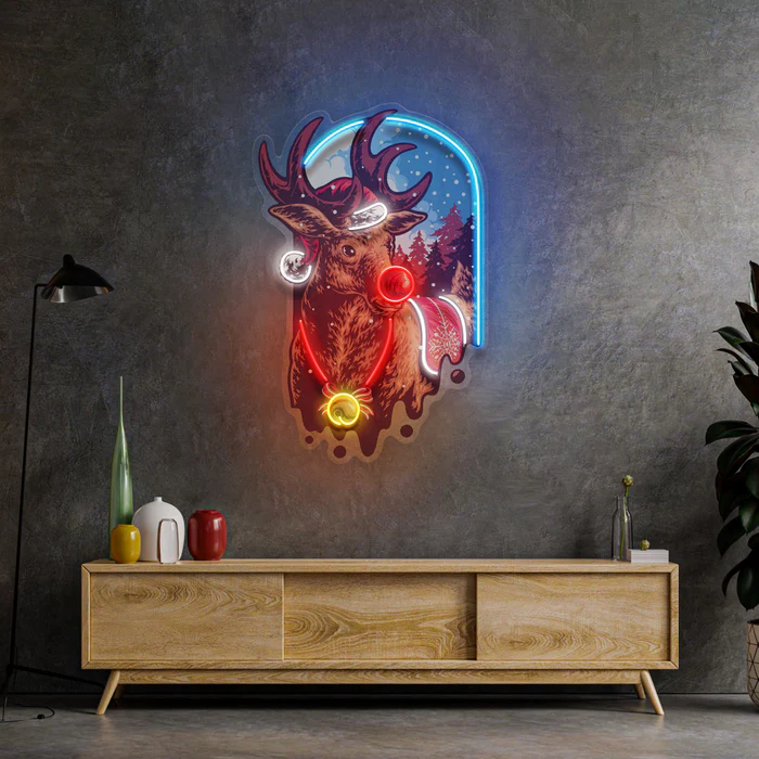 Noel Geyiği Neon Art – UV Baskı – Neon Led Tabela