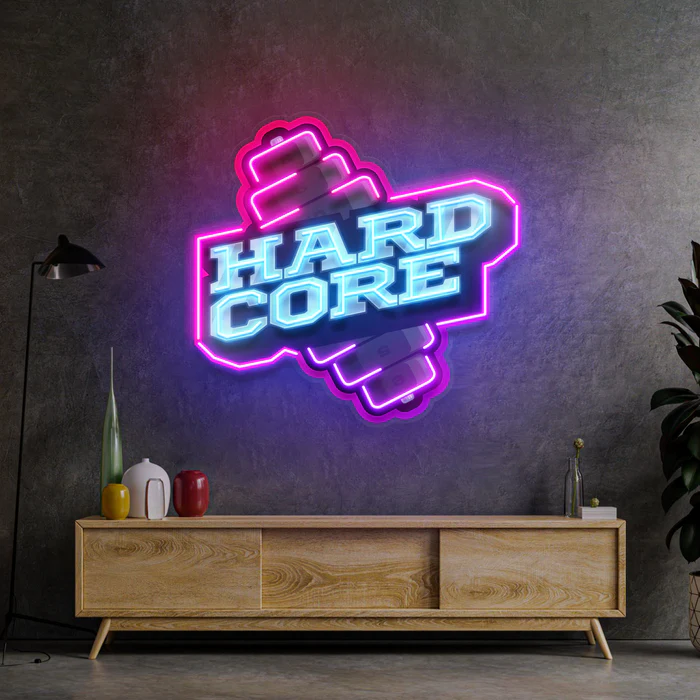 Hardcore Dambıl Neon Art – UV Baskı – Neon Led Tabela