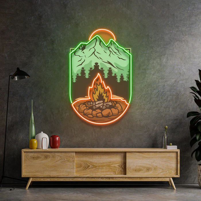 Kamp Ateşi Neon Art – UV Baskı – Neon Led Tabela