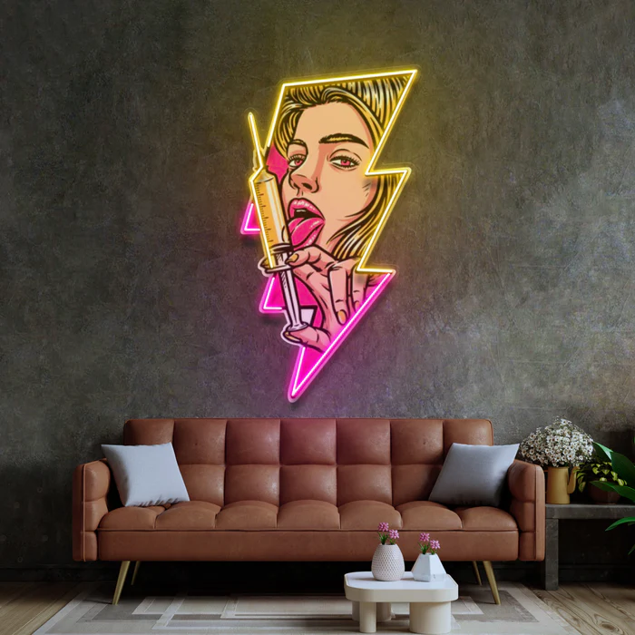 İğne ve Kadın Neon Art – UV Baskı – Neon Led Tabela