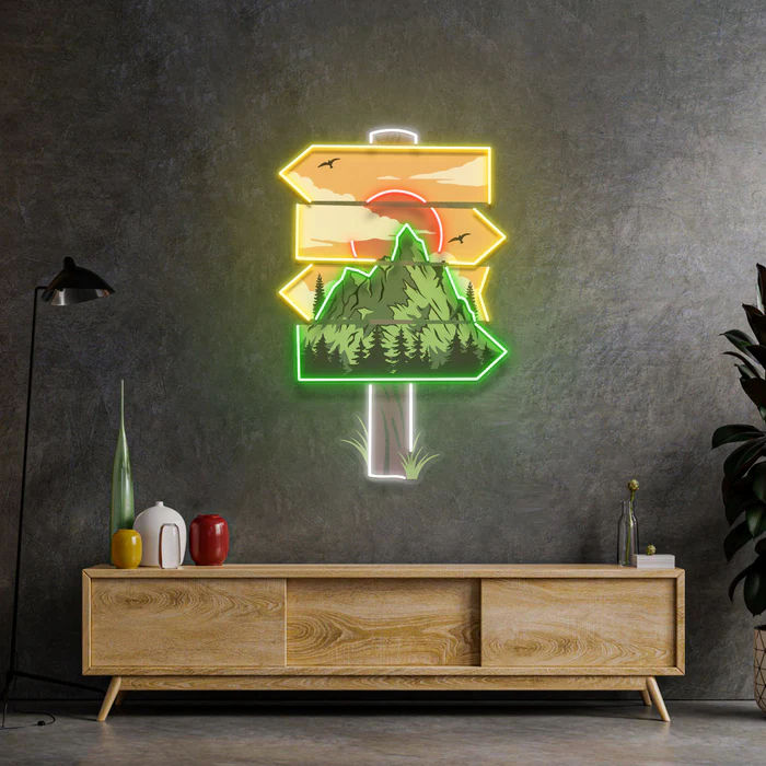 Kızıl Ay Ormanı Neon Art – UV Baskı – Neon Led Tabela