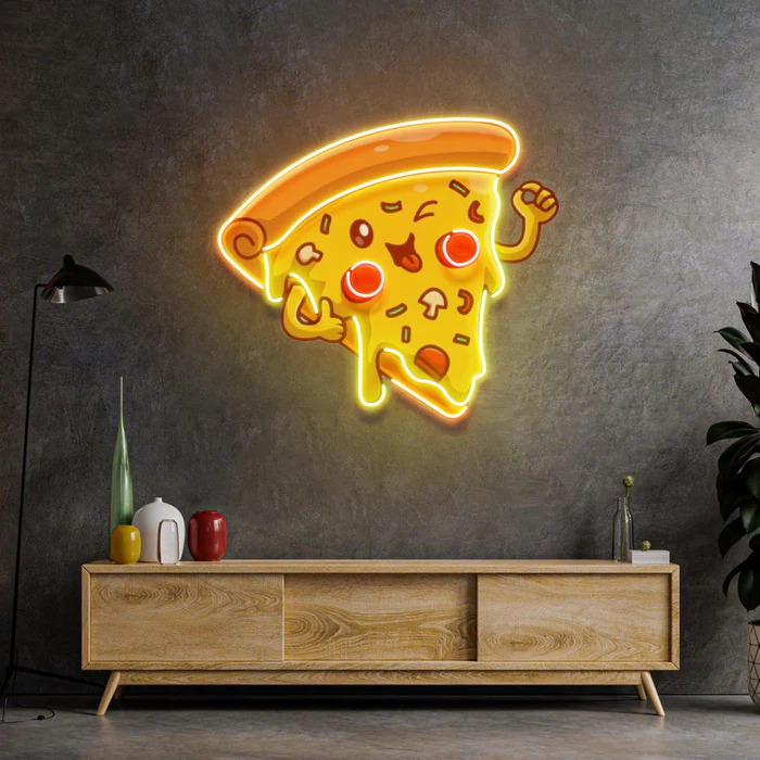 Neşe Dolu Pizza Neon Art – UV Baskı – Neon Led Tabela