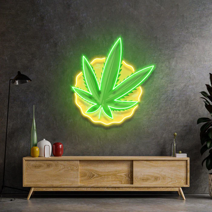 Cannabis Neon Art – UV Baskı – Neon Led Tabela