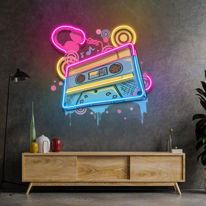 Renkli Kaset Neon Art – UV Baskı – Neon Led Tabela
