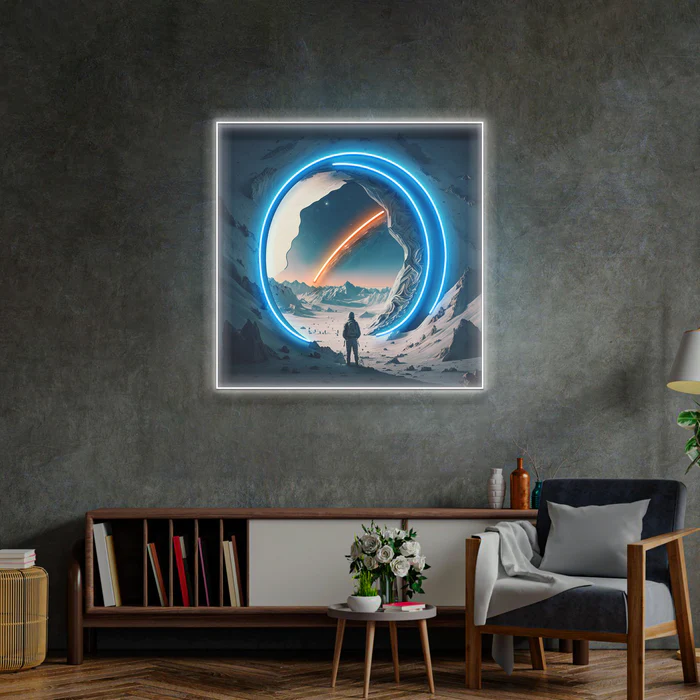 Uzayda Astronot Neon Art – UV Baskı – Neon Led Tabela