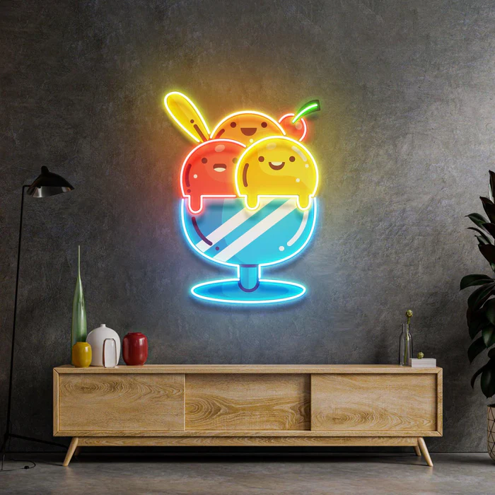 3lü Dondurma Kasesi Neon Art – UV Baskı – Neon Led Tabela