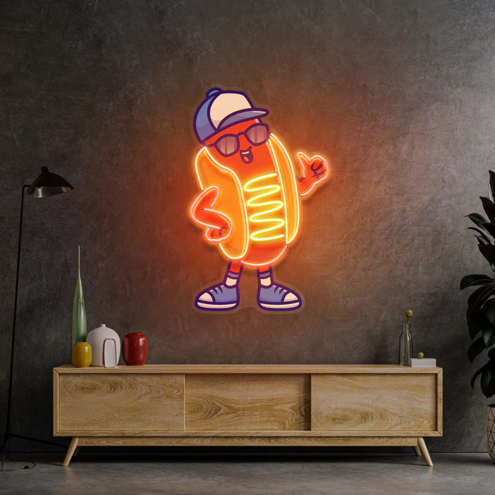 Sportif Sosisli Adam Neon Art – UV Baskı – Neon Led Tabela