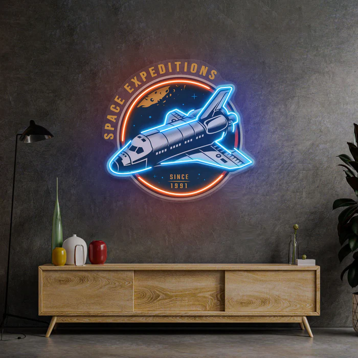 Uzay Gemisi Neon Art – UV Baskı – Neon Led Tabela
