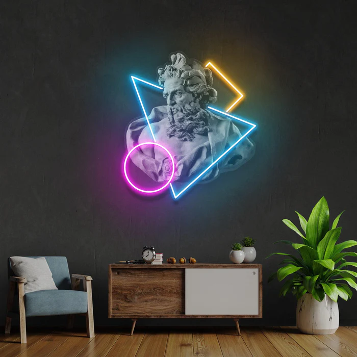 Neptün Deniz Tanrısı Neon Art – UV Baskı – Neon Led Tabela