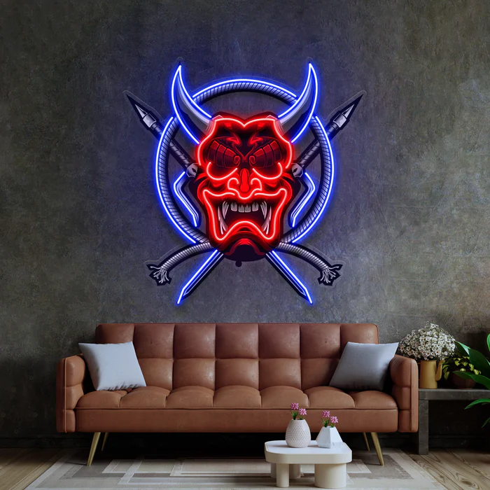 Şeytan Samuray Neon Art – UV Baskı – Neon Led Tabela