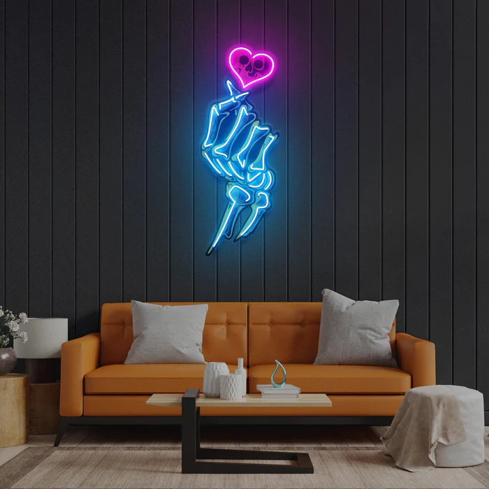 El ve Kalp Neon Art – UV Baskı – Neon Led Tabela