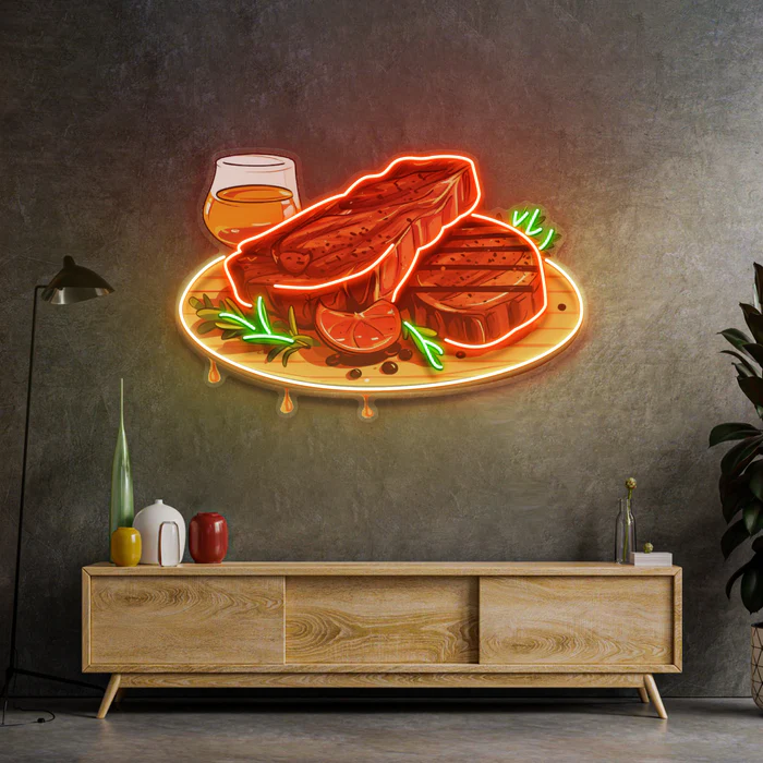 Izgara Et Neon Art – UV Baskı – Neon Led Tabela