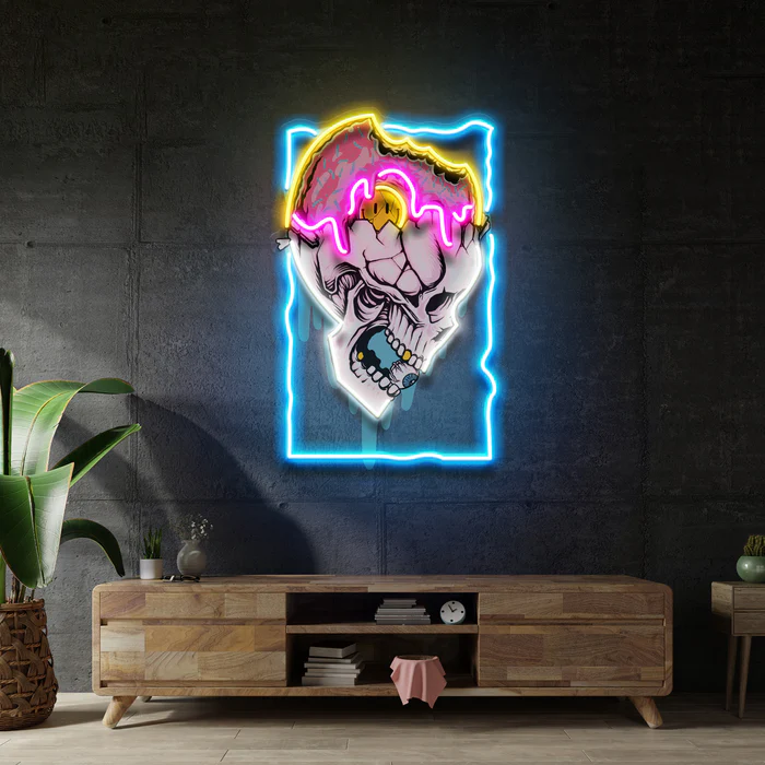 Donut Kafatası Neon Art – UV Baskı – Neon Led Tabela