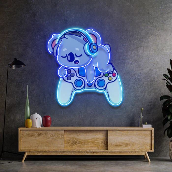Oyuncu Koala Neon Art – UV Baskı – Neon Led Tabela