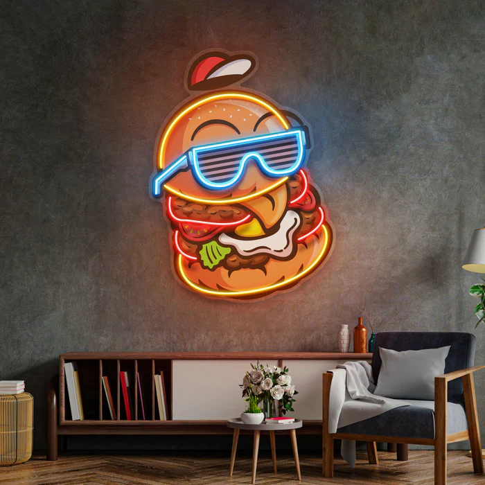 Havalı Hamburger Neon Art – UV Baskı – Neon Led Tabela