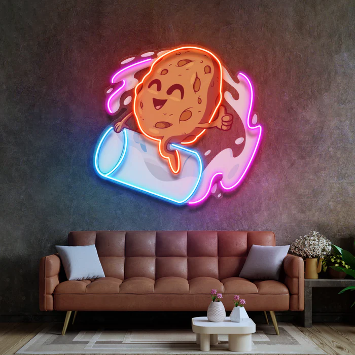 Süt ve Kurabiye Neon Art – UV Baskı – Neon Led Tabela