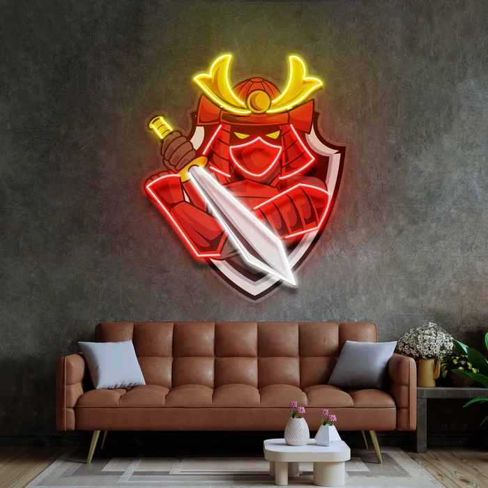 Kırmızı Samuray Neon Art – UV Baskı – Neon Led Tabela