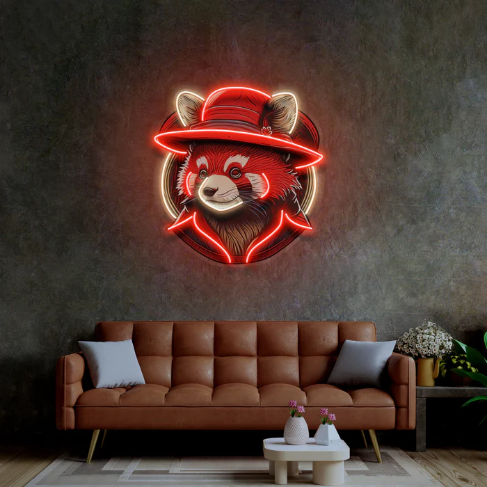 Kırmızı Panda Neon Art – UV Baskı – Neon Led Tabela