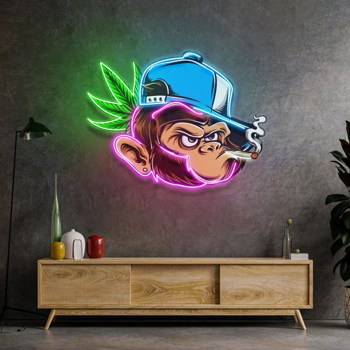 Yaramaz Maymun Neon Art – UV Baskı – Neon Led Tabela
