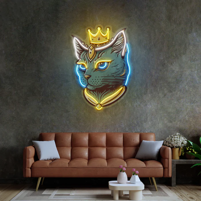 Kral Kedi Neon Art – UV Baskı – Neon Led Tabela