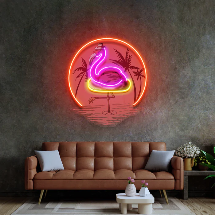Flamingo Yaz Neon Art – UV Baskı – Neon Led Tabela