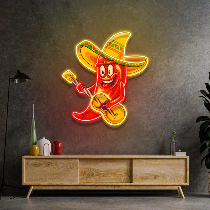 Sevimli Acı Biber Neon Art – UV Baskı – Neon Led Tabela