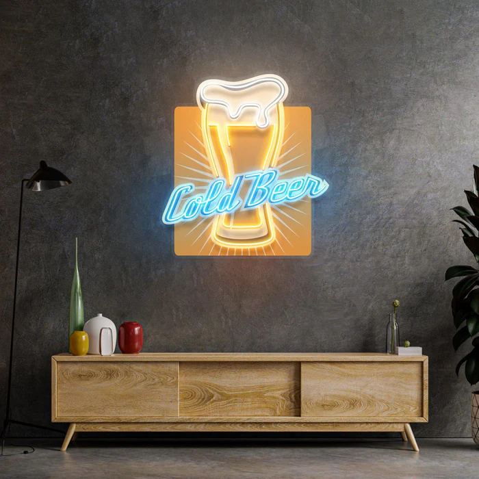 Cold Beer Soğuk Bira Neon Art – UV Baskı – Neon Led Tabela