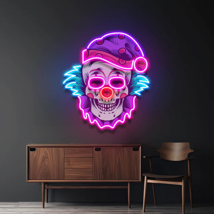 Palyaço Kafatası Neon Art – UV Baskı – Neon Led Tabela