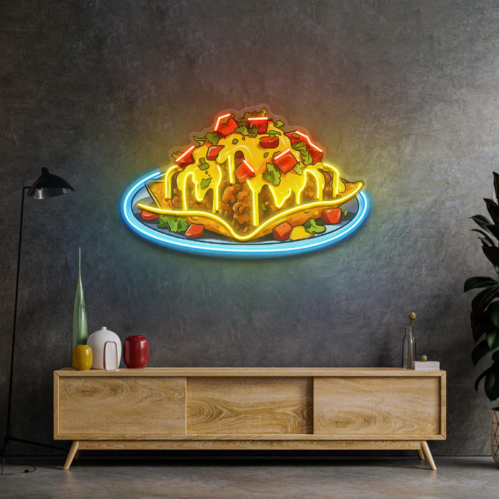 Biber Peynirli Nachos Neon Art – UV Baskı – Neon Led Tabela