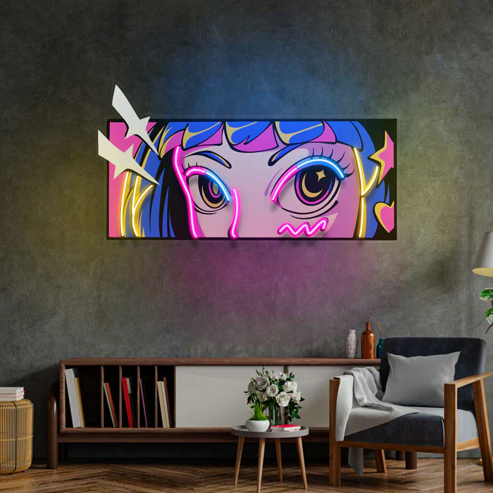 Anime Gözleri Neon Art – UV Baskı – Neon Led Tabela