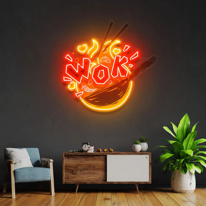 WOK Tava Neon Art – UV Baskı – Neon Led Tabela