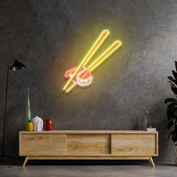 Yemek Çubukları ile Suşi Neon Art – UV Baskı – Neon Led Tabela